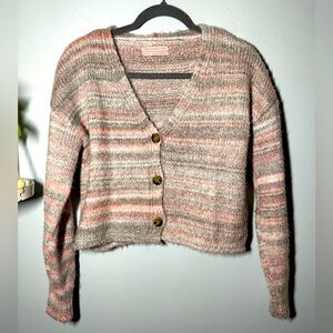 Urban Outfitters Hayley Button Front Cropped Cardigan XS Spacedye Rainbow